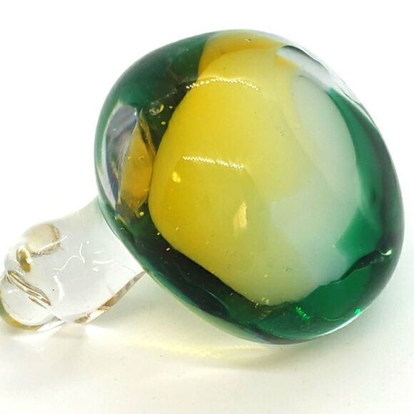 Murano Sommerso Vintage Green White Yellow Art Glass Duck Figurine Paperweight - Picture 13 of 16